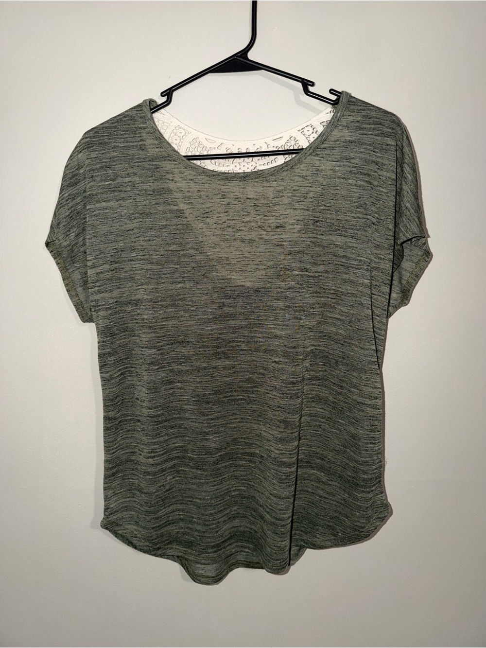 Apt. 9 Women’s Medium Olive Green Heathered Short Sleeve Blouse Top